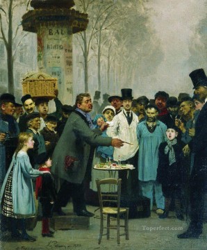  Paris Painting - a newspaper seller in paris 1873 Ilya Repin